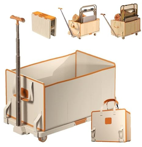 LHQYA Festival Trolley Heavy Duty, Faltbarer Camping-Handwagen Mit 4 Schiebevorrichtungen, Maximale Statische Belastung: 150kg/Storage Box Kapazität: 100L/flatbed Last Größe: 72 * 40cm, Für Strand