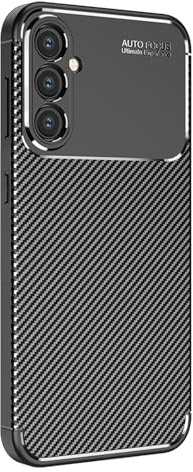 LBH Handyhülle Carbon Look für Samsung Galaxy S24 Schutzhülle Karbon Handy Case Slim Cover Bumper Schutz Hülle Kratzfest Stoßfest rutschfest FusionGuard Pro Schwarz