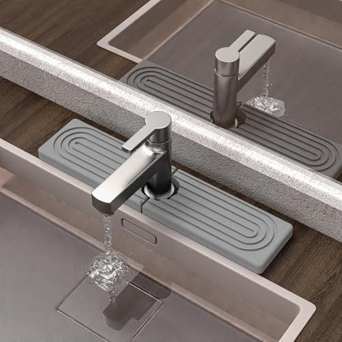 LAIKAIEU Tapis De Robinet pour Évier De Cuisine, Diatomite Séchage Rapide, Protecteur D'évier Super Absorbant, Gardien pour La Cuisine, Comptoir De Salle De Bain (Gris Clair,45 * 10cm)
