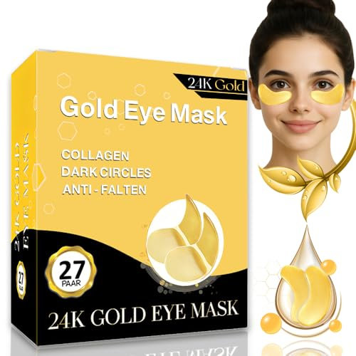 24K Gold Augenpads gegen Augenringe,Tränensäcke & falten (54 Pads) Gold Eye Pads mit Kollagen & Hyaluron, Koffein - Under Eye Pads Gegen Tränensäcke & nacht - Augen Pads Geschenke