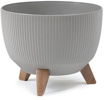 KONZEPT Macetero con patas – Maceta grande de plástico redondo de 47 cm – Moderna y resistente a la intemperie, para interior y exterior