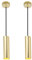 Alpinaluz Lámpara Colgante Tubular de Aluminio para Techo, Diseño Moderno y Minimalista de 20 cm con Casquillo GU10 y Cable Textil de 120 cm (Pack de 2 Dorado)