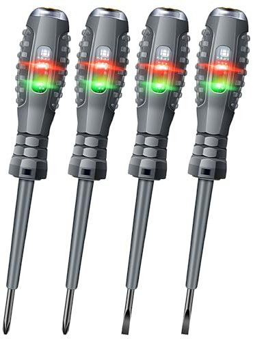 4 Pezzi 2 in 1 Cacciavite Cercafase, Cercafase Professionale, Cacciavite Tester di Tensione, Rilevatore di Elettricità per Cacciavite per Rilevamento di Circuiti, Cacciavite Magnetico ad Alta Coppia