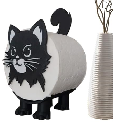 Porte-rouleau de papier toilette en forme de chat, support de papier toilette amusant en 3D, décoration de salle de bain mignonne pour appartement toilettes sous armoire