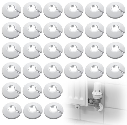 Riisoyu Colliers de Pipe en Plastique, 30 Pièces 20mm Cache Tuyau Radiateur Rosace de Radiateur Cache-Tuyau pour Radiateur Cache-Tuyau pour Radiateur pour Tuyaux de Chauffage, d'Eau