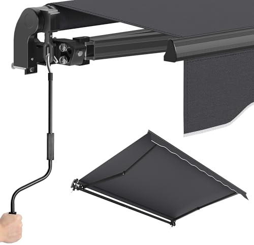 SONGMICS Gelenkarmmarkise, Markise mit Handkurbel, UPF 50+, 250 x 200 cm | Balkon Sonnenschutz, Aluminiumlegierung, verstellbar, grau, SHELD Kollektion GSA256GZ01