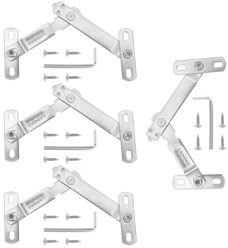 KOMBIUDA 4 Sets Stainless Steel Window Limiter Lock Casement and Sliding Window Restrictors Safety Opening Control Security Brace for Home Protection Silver
