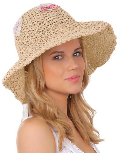 Zidoley Chapeau Femme De Paille Soleil Capelines Ete Pailles Capeline Plage Sun Hat Women Été en Pliable Chapeaux pour Femmes Grand Chic