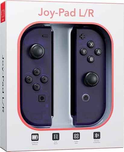 Tideal Set of Replacement Controller for Nintendo Switch - Compatible with Nintendo Switch (1) / OLED/Lite - Dual Vibration/Motion Control / 6-Axis Gyro (Transparent Purple)