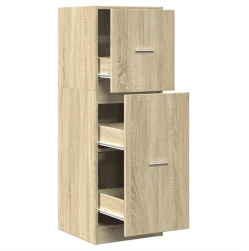 PUGYNBK Schmaler Apothekerschrank Sonoma-Eiche 40x41x118 cm, Küchenschrank mit Auszug aus Holzwerkstoff, vielseitig als Beistellschrank oder Kommode nutzbar, mit Metallschienen