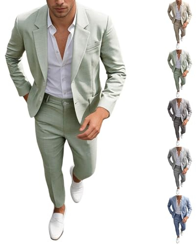 Traje Hombre Pantalon Slim Fit Elegante Chaqueta 2 Piezas Conjunto Boda Graduacion Evento Ceremonia Business Formal Oficina Verano Casual Talla Grande Moderno Smoking Trabajo Clasico A26