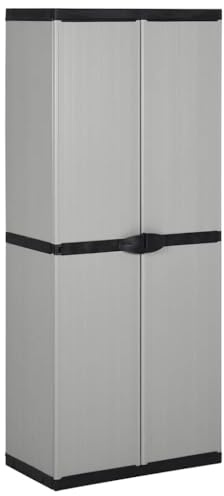 Mokuyary Armoire de Rangement de Jardin 3 étagères Gris/noir 68x40x168cm
