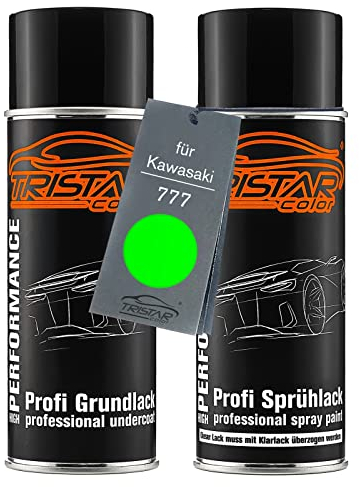 TRISTARcolor Motorradlack Spraydosen Set für Kawasaki 777 Verde Grundlack Basislack Sprühdose 400ml