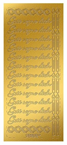 Ursus 593000113 - Kreativ Sticker Gott Segne Dich, gold, 5 Stickerbögen, selbstklebend, leicht abziehbar, ideal für Kartengestaltung, Scrapbooking und Dekorieren von Geschenken