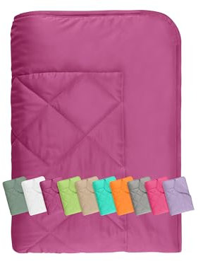 npluseins Sommerdecke - Picknickdecke - Leichtbettdecke - in 2 Größen und in 7 modernen Farben, ca. 155 x 220 cm, Beere