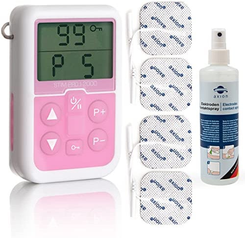 EMS Beckenbodentrainer mit 4x Elektroden 5x5 cm & Kontaktspray | EMS Beckenboden Training bei Inkontinenz: Harn- & Stuhlinkontinenz, Geburtsrückbildung, Straffung des Beckenbodens | Pelvic Trainer