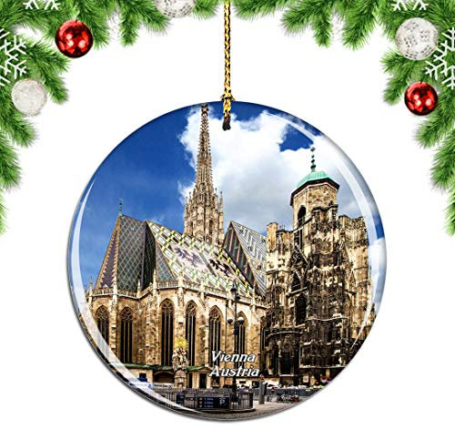 Weekino Österreich Stephansdom Wien Weihnachtsdekoration Christbaumkugel Hängender Weihnachtsbaum Anhänger Dekor City Travel Souvenir Collection Porzellan 2,85 Zoll