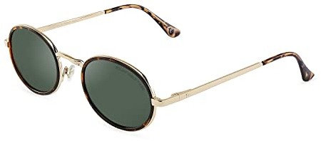 CLANDESTINE - Sonnenbrille Ovo 17 Gold Habana Dark Green - Grüne Nylon Gläser und Stahlrahmen - Sonnenbrille für Männer und Damen - Mit Smart Vision Technology - Bessere Sicht und Geringere Blendung