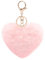 Porte-clés avec pompon en fausse fourrure en forme de cœur - Rose - Small