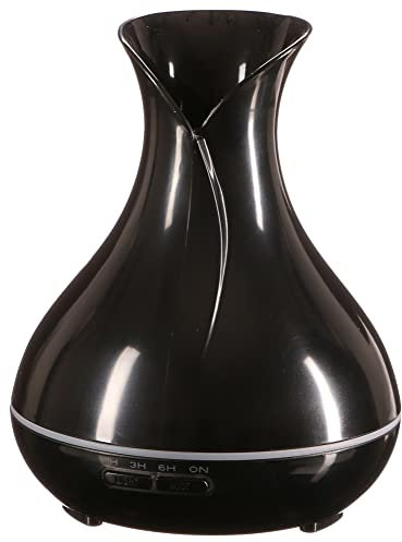 SIXTOL Vulcan Aroma Diffusor schwarzer Glanz 350ml | Ultraschall-Luftbefeuchter | Zur Luftbefeuchtung und Durchduftung von Zuhause, Schlafzimmer, Büro | Aromatherapie | Für ätherische Öle
