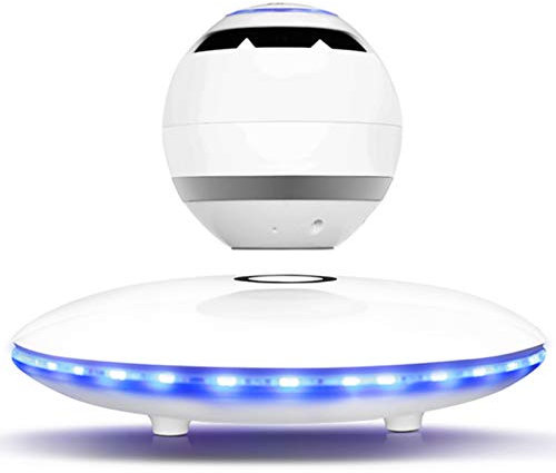 Qazxsw Magnetic Levitation Hifi Bluetooth Speakerufo Floating Bluetooth Speaker Charging Touch Button360°Rotating for Home Office Decoration,Unique Gift,White