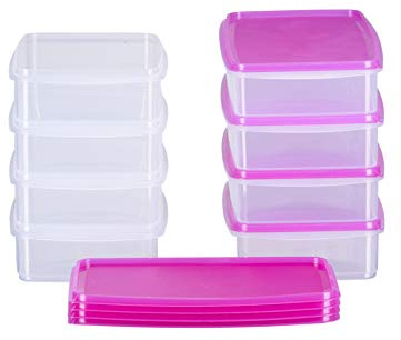MiraHome Gefrierdosen 8x1L Rosa – Vorratsdosen mit Deckel luftdicht – Transparente Frischhaltedosen mit Deckel – Aufbewahrungsbox Küche für Mealprep & Organisation – Austrian Quality