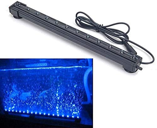 Redlution Aquarium Fish Tank LED Light Bar Lamp, Blue, 12 LED, 31cm, Waterproof, Air Pump Bubble Light, Energy Saving