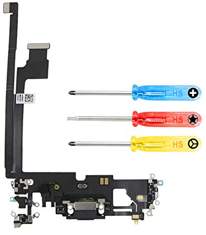 MMOBIEL Connettore Dock Compatibile con iPhone 12 PRO Max 2020 - Presa di Ricarica Cavo Flessibile - Audio Jack/Microfono/Antenna di Ricambio - incl. Cacciaviti - Nero