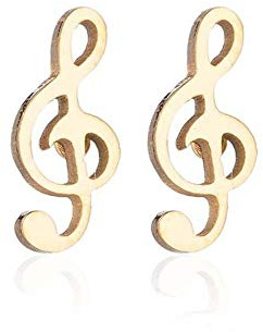 BlackAmazement 2er Set 316L Edelstahl Ohrstecker Notenschlüssel Musik Rose Gold schwarz Silber Damen