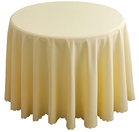 Tischdecke Rund Outdoor Tischdecke Satin,Rund Tischdecken Polyester Einfarbiges Küche Esszimmer Tischdecke für Weihnachten, Hochzeit, Hotel, Bankett,Garten,Cream,160cm Round