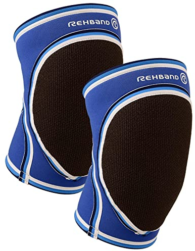 Rehband Knieschoner für Volleyball oder Handball, 7mm Neopren Sport Knieschützer, gepolsterte Kniebandage mit anatomischer Passform für Damen & Herren, Farbe:Blau - 1 Paar, Größe:XL