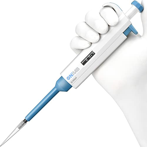ONiLAB 5-50μl Laboratory Single Channel Pipette Scientific Laboratory Micropipette Manual Adjustable Volume, High Precision, Pipettor…