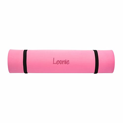 4you DESIGN Yogamatte mit Namen | Personalisierte Fitness-Matte | Dünne ISO-Matte 5mm | Rutschfest, Faltbar | Pink, 175 x 60 cm