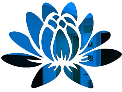 CREATCABIN 3D Lotus Acryl Spiegel Blume Wandaufkleber Wandkunst Selbstklebend Abnehmbare Umweltfreundliche Wandtattoos Für Zuhause Schlafzimmer Wohnzimmer Badezimmer Dekoration 13.7 x 9.8(1) cm Blau