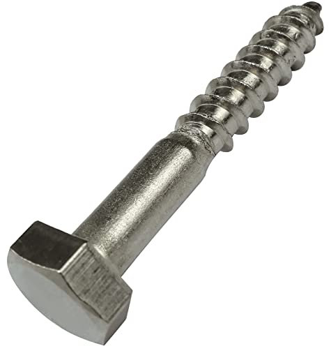 AERZETIX - C59108 - Set di 10 viti per legno con testa esagonale tirafondi Ø6x40mm autofilettante - DIN 571 - acciaio inossidabile A2