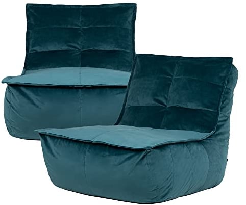 Icon Sitzsack Sofa „Dolce“, Terrakotta, Samt, 2-er Set, XXL Sitzsack Sessel für Erwachsene, Riesensitzsack mit Füllung für das Wohnzimmer, Sitzsack Groß Plüsch