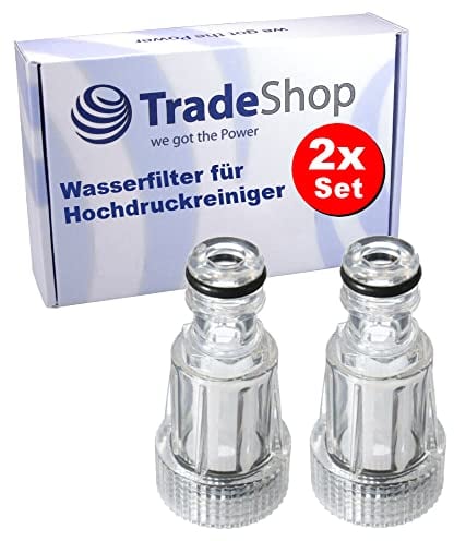 2x Trade-Shop Wasserfilter (3/4) kompatibel mit Bosch, Lavor, Parkside, Nilfisk, Stihl, Makita, NAC, Black & Decker Hochdruckreiniger Gartenschlauch