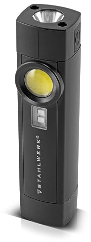 STAHLWERK LED Arbeitsleuchte AL-3 ST Leistungsstarke 5 Watt Taschenlampe/Werkstattlampe mit 4 Leucht-Modi inklusive UV-Licht, integriertem Akku, Magnet und USB-Anschluss