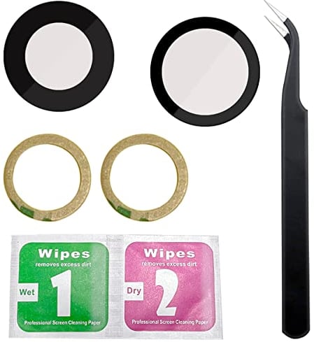 Paquete de 2 Lentes de Repuesto Originales de Cristal de Zafiro para cámara Trasera Compatible con iPhone 12 de 6.1 Pulgadas / 12 Mini de 5.4 Pulgadas + Adhesivo preinstalado + Kit de Herramientas
