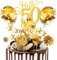 Tortendeko 50. Geburtstag, 17-teilige Kuchen Deko, Happy Birthday Gold Cake Topper, Cake Decoration mit Geburtstagskerzen und Luftballons für Party Deko