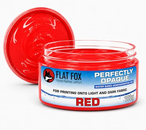 Flat Fox Screen Printing Opaque Water Based Fabric Inks (Red, 100g)
