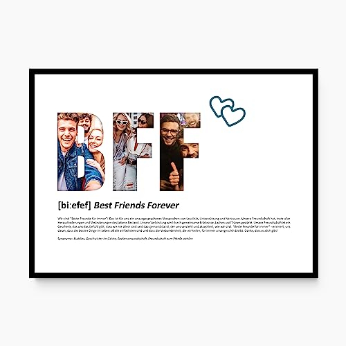 codiarts. Poster XL-Grußkarte personalisiert, mit deinen Fotos und Definition, DIN A4 Klappkarte, inkl. Umschlag, optional mit Rahmen, Fotogeschenk personalisierbar (008 BFF)