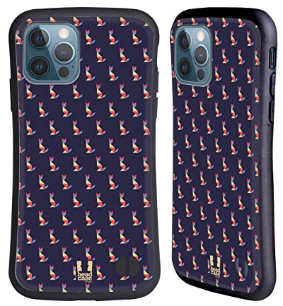 Head Case Designs Violette Katze Tangram Tiere Drucke Hybride Handyhülle Hülle Huelle kompatibel mit Apple iPhone 12 / iPhone 12 Pro