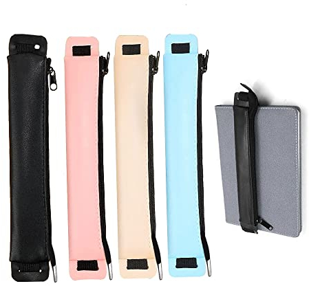 CHEVVY Lot de 4 porte-stylos - 22,5 cm - En cuir synthétique - Fermeture éclair lisse - Pour tablettes et journaux