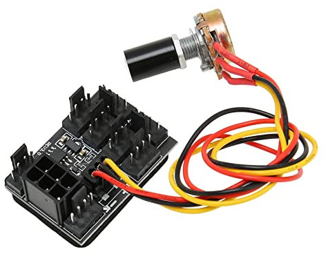ciciglow PWM Fan Hub, 8 Fan Ports PC Fan Hub DC 12V 17A PWM Case Fan Splitter Speed Controller for 3pin 4pin, 300mm/11.8in Extension Cable
