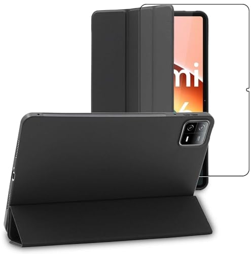 ebestStar - for Xiaomi Pad 6 Case Pad 6 Pro, Smart Cover Magnetic Flip Protection, Silicone, Black + Glass Screen Protector