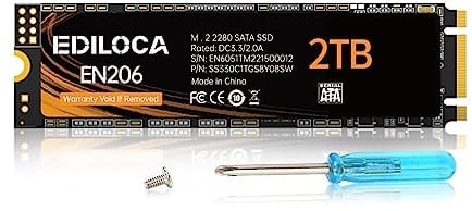 Ediloca EN206 2 TB SSD M.2 SATA 3D NAND TLC, M.2 2280 SATA III 6Gb/s SSD interne Festplatte, Lese-/Schreibgeschwindigkeit bis zu 550/480 MB/s, kompatibel mit Ultrabooks, Tablet-Computern und Mini-PCs