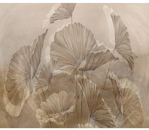 murando - Fototapete Premium-Vlies beige Blätter, 500x350 cm, Schlafzimmer | Premium-Vliesstoff, Full HD Druck, hochwertige Verarbeitung fürs Wohnzimmer, schnelle Montage, lichtbeständig, geruchsfrei