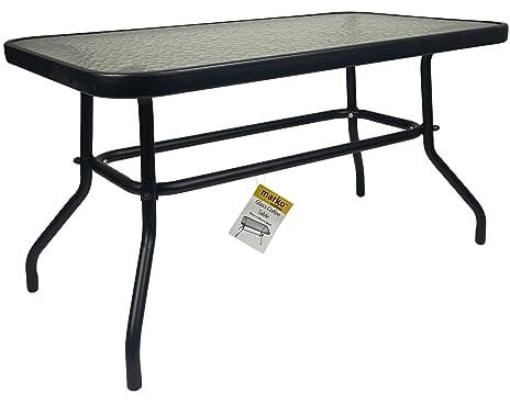 Tempered Ripple Glass Coffee Table Indoor Outdoor Rectangular Low Garden Patio Furniture Metal Table