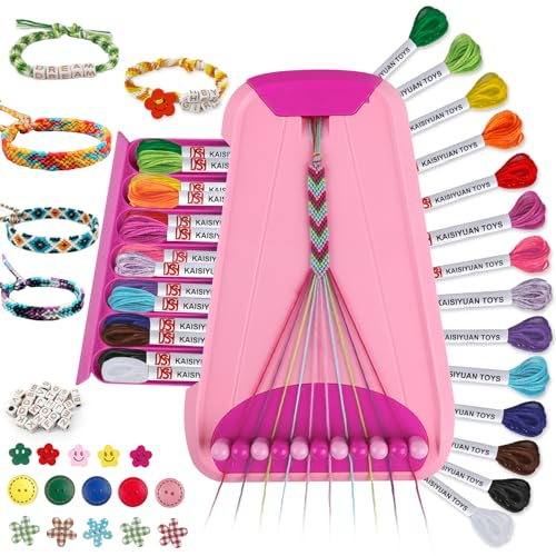 TingingYuli Artes Y Manualidades para Niños de 8 a 12 Años, Kit de Fabricación de Pulseras De La Amistad para Niñas, Kit de Fabricación de Joyas, Regalos de para Niños de 6-12 Años (Rosa)